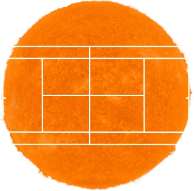 The Sun with a tennis court superimposed on it.
